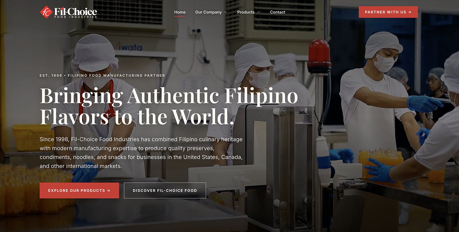Fil-Choice Food Industries website homepage